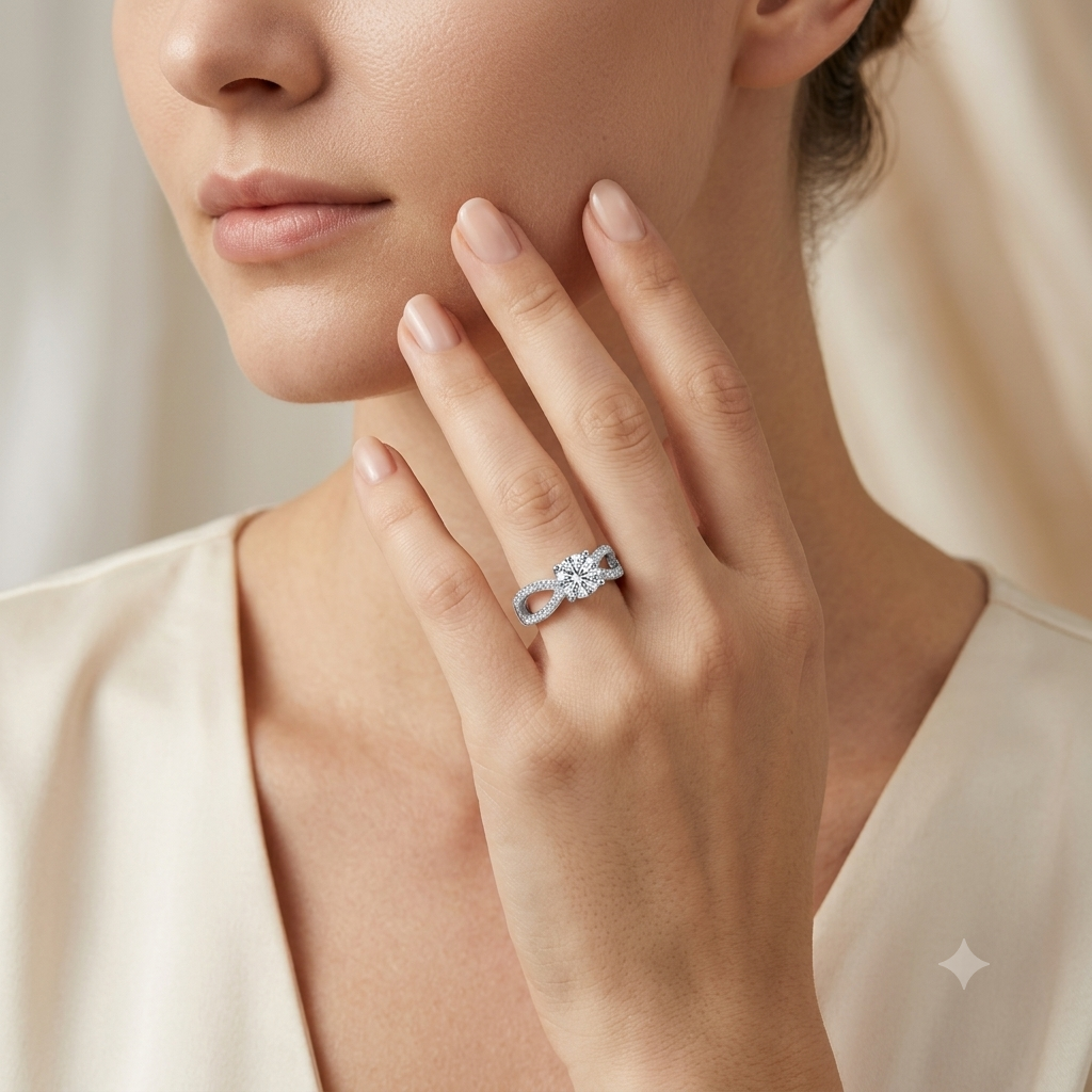 SYLVEXIA 925 Sterling Silver Round Cut Cubic Zirconia Ring for Women