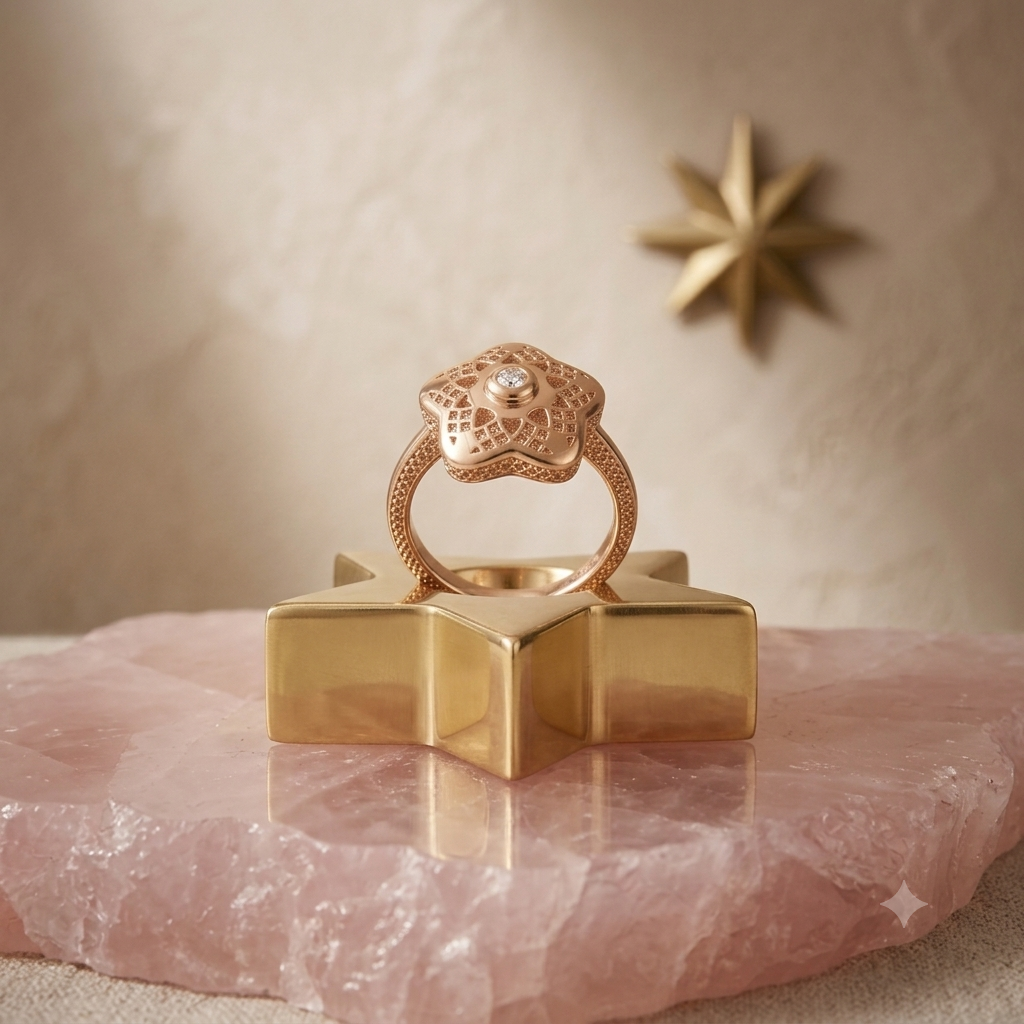 SYLVEXIA 925 Sterling Silver Rose Gold Plated Round Ruby Filigree Ring for Women
