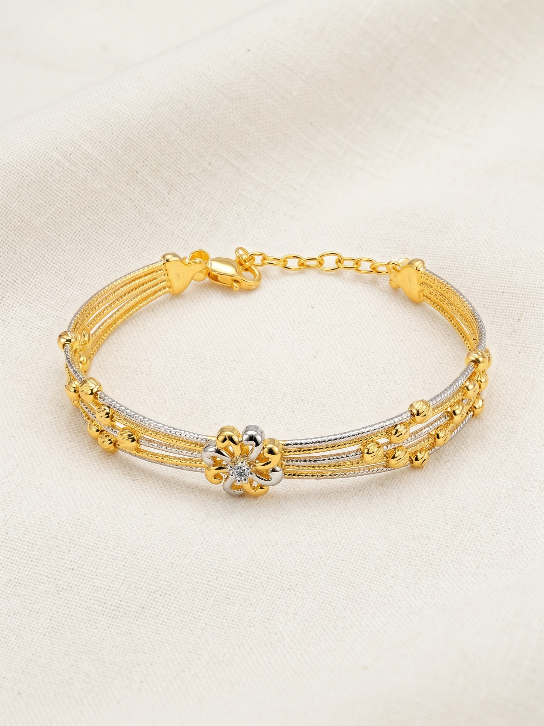 SYLVEXIA 925 Sterling Silver Gold Finish CZ Designer Bracelet for Women