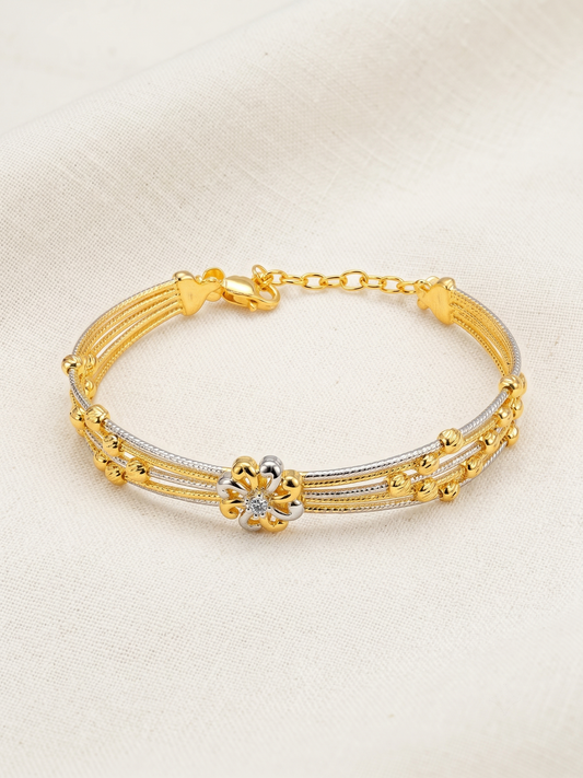 SYLVEXIA 925 Sterling Silver Gold Finish CZ Designer Bracelet for Women