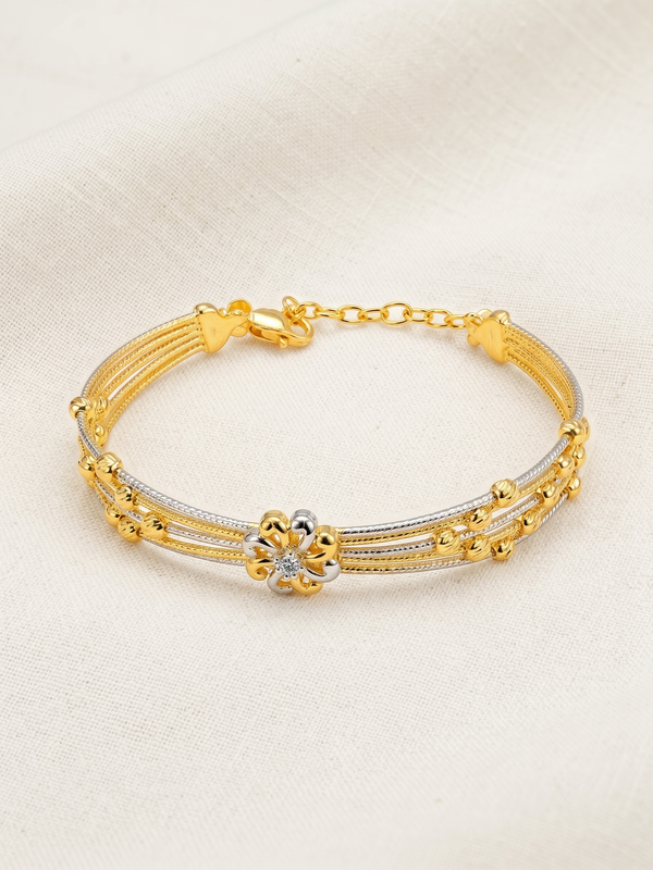 SYLVEXIA 925 Sterling Silver Gold Finish CZ Designer Bracelet for Women