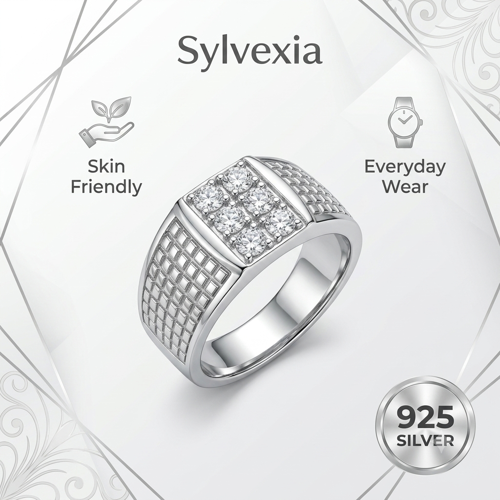 SYLVEXIA 925 Sterling Silver Cluster Ring for Women