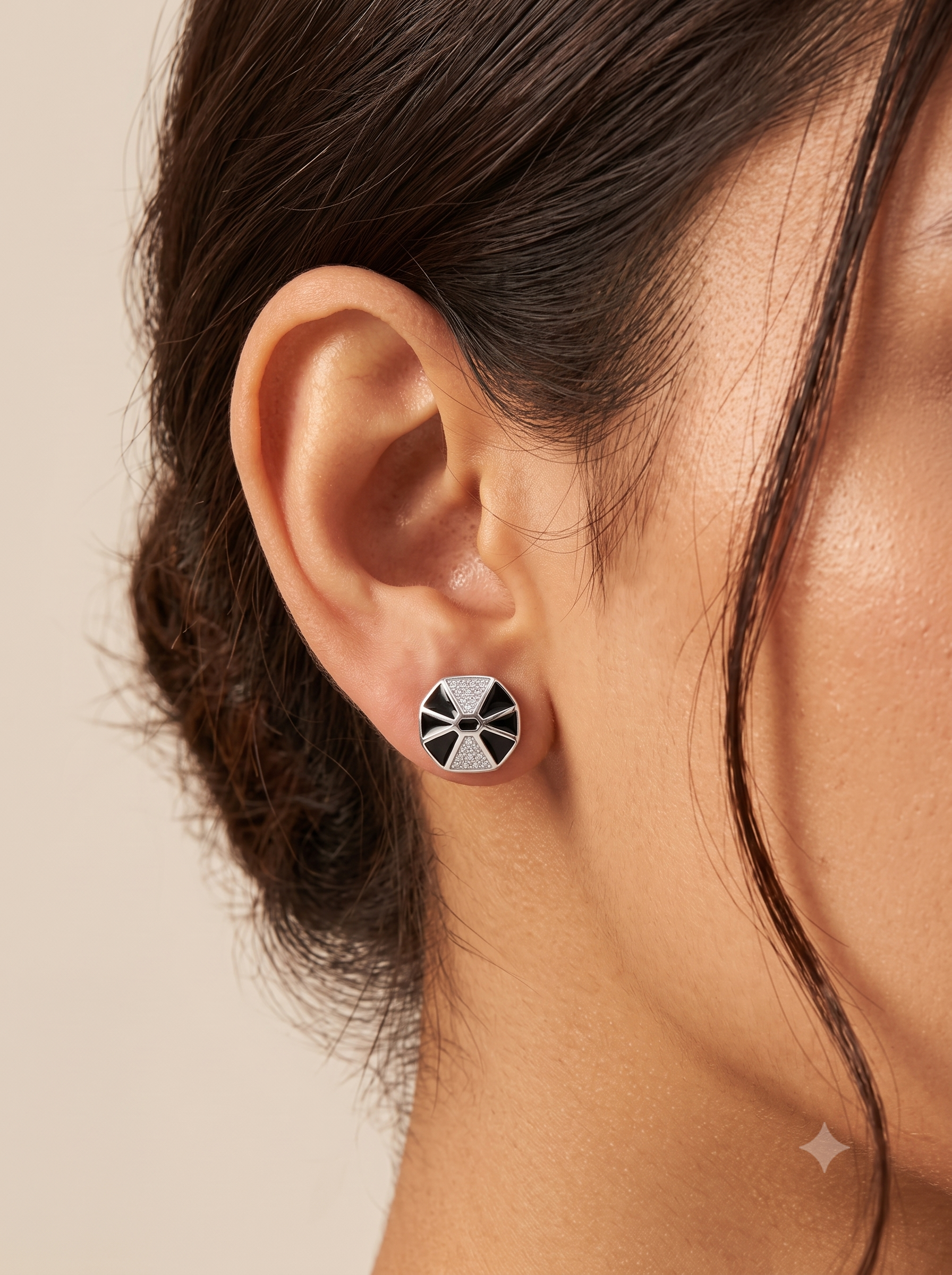 SYLVEXIA 925 Sterling Silver White Geometric Stud Earrings