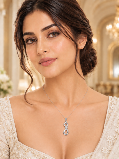 SYLVEXIA 925 Sterling Silver Heart Infinity CZ Pendant for Women
