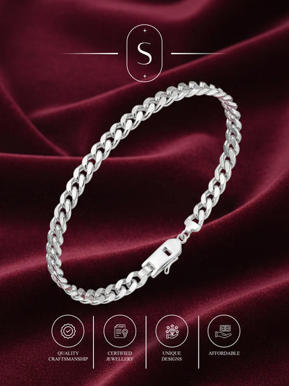 Sylvexia Men’s Slim Silver Cuban Link Bracelet