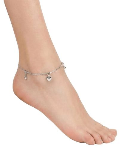Sylvexia 925 Sterling Silver Heart Charm Anklet for Women