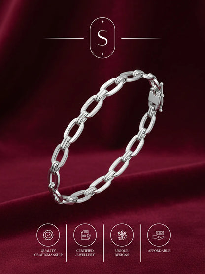 Sylvexia Men’s Silver Rectangular Link Bracelet