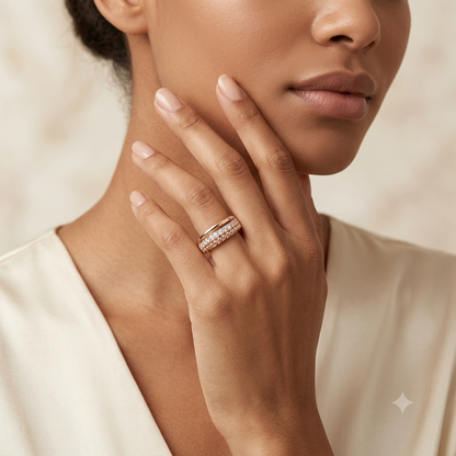 925 Strelling silver Rose Gold Ring For Women