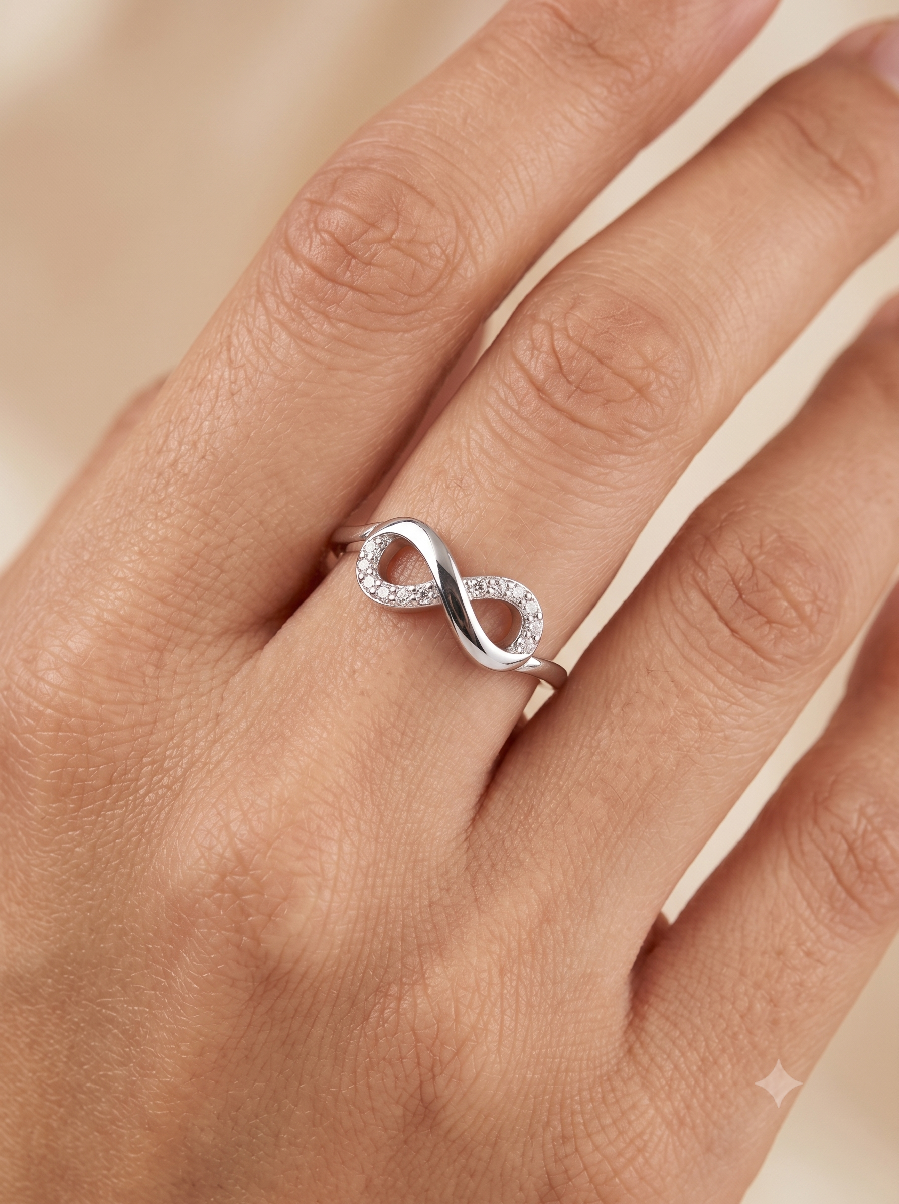 925 Sterling Silver Infinity CZ Open Ring