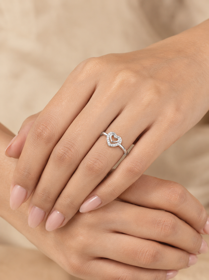 SYLVEXIA 925 Sterling Silver Heart Stone Ring for Women