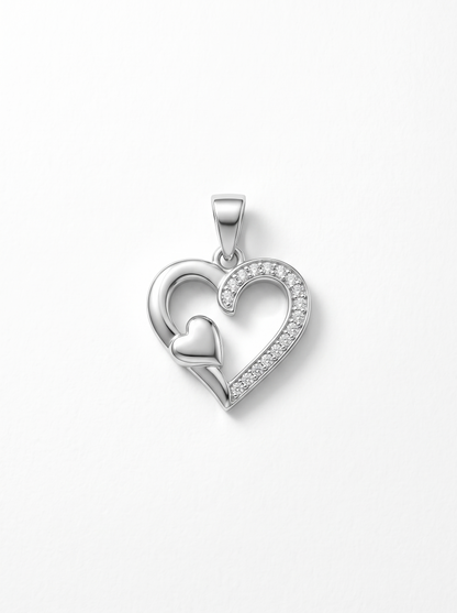 SYLVEXIA 925 Sterling Silver Sparkling Heart CZ Pendant for Women