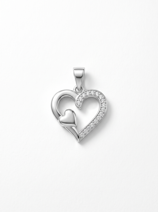 SYLVEXIA 925 Sterling Silver Sparkling Heart CZ Pendant for Women