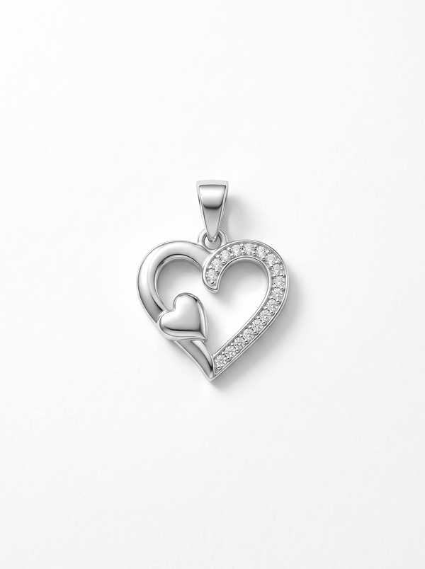 SYLVEXIA 925 Sterling Silver Sparkling Heart CZ Pendant for Women