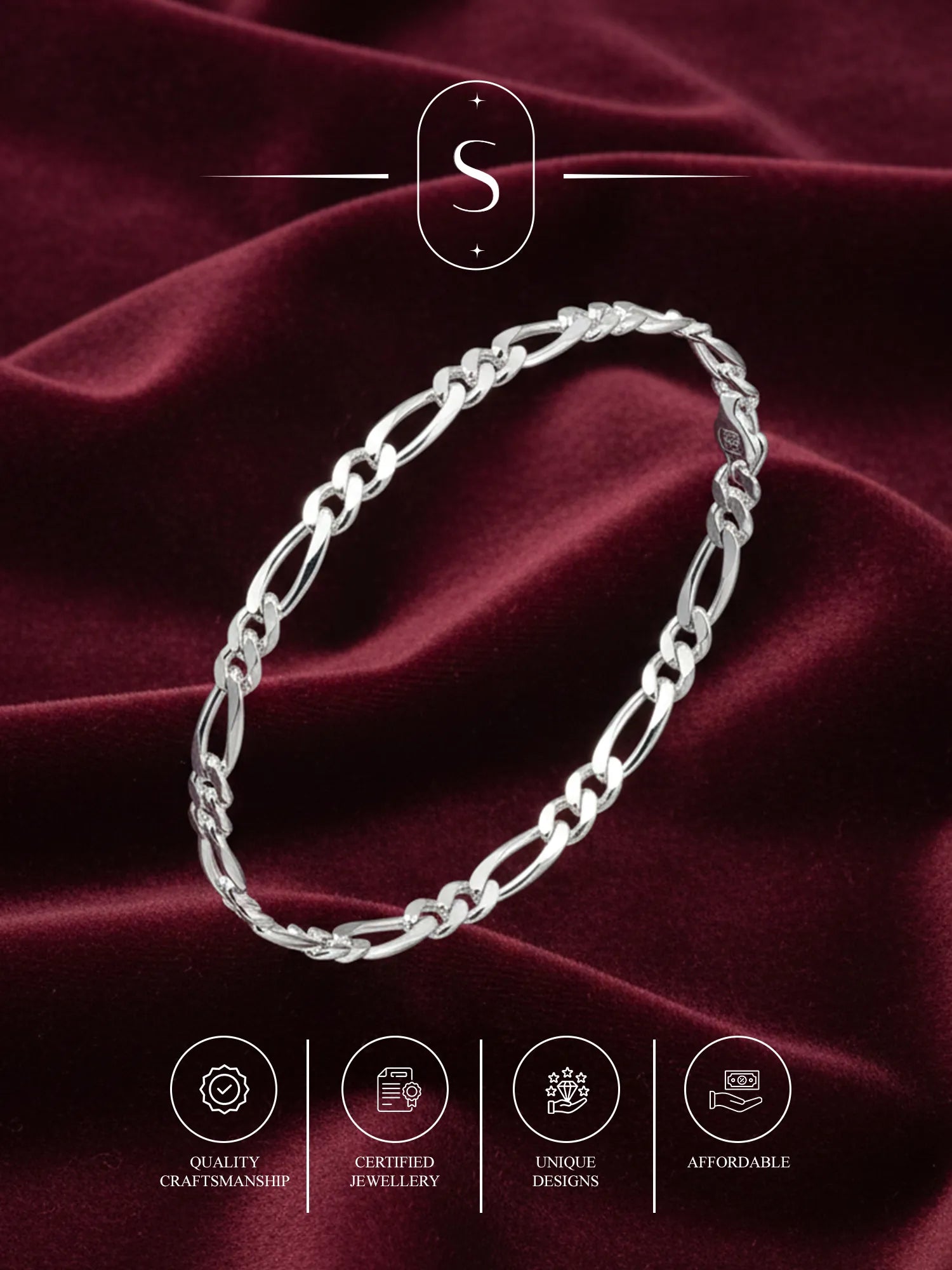 Sylvexia Men’s Silver Dual Link Chain Bracelet