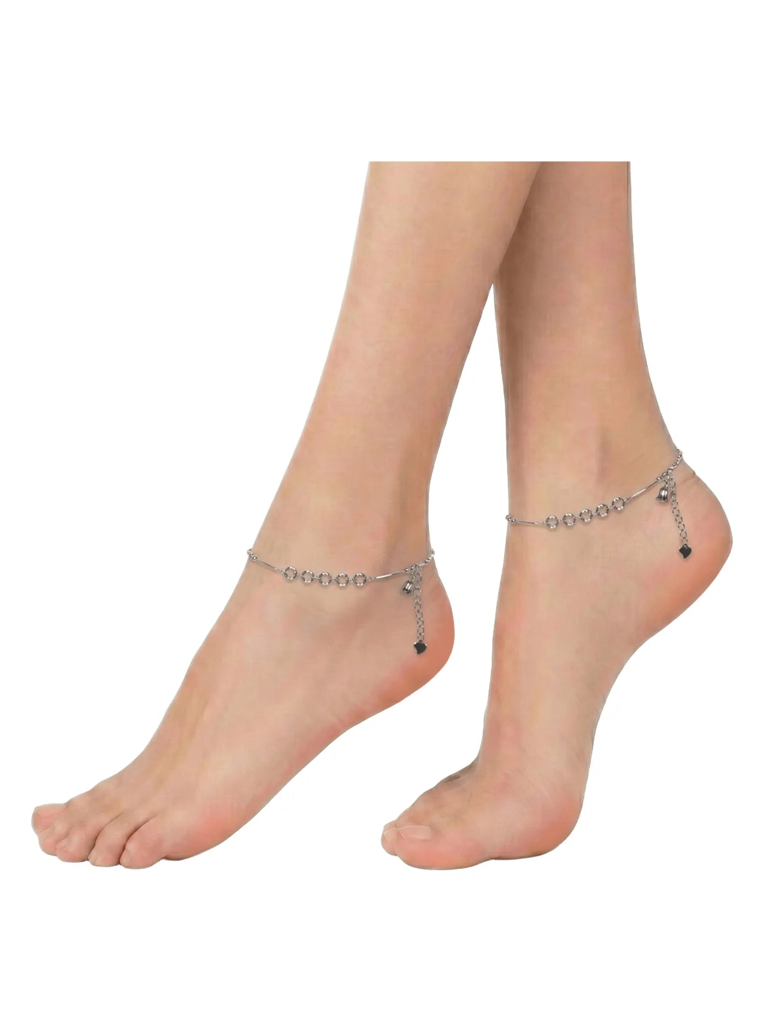 Sylvexia 925 Sterling Silver Star Anklet Disc Drop  for Women
