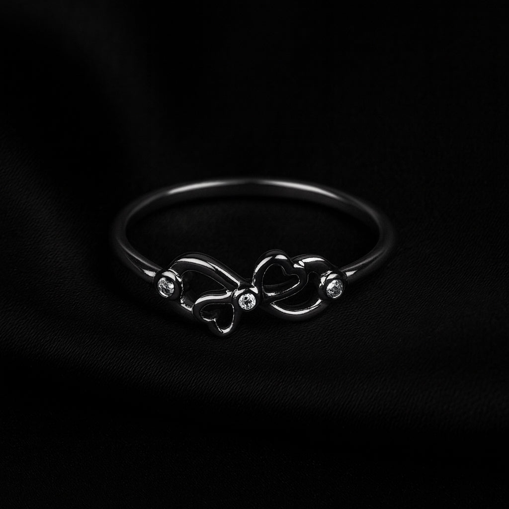 SYLVEXIA 925 Sterling Silver Double Heart Ring for Women