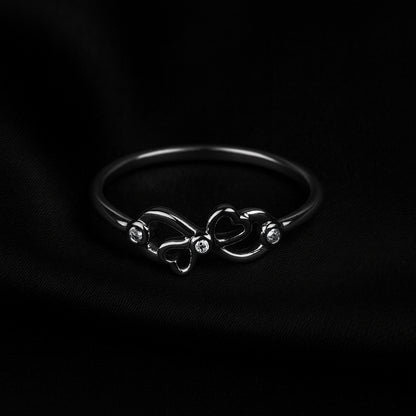 SYLVEXIA 925 Sterling Silver Double Heart Ring for Women