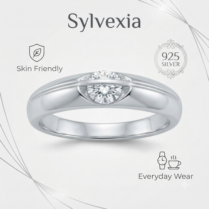 Sylvexia 925 Sterling Silver CZ Solitaire Ring for Women