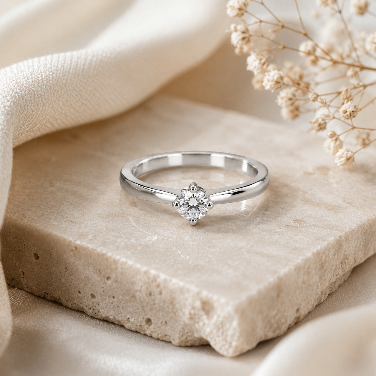 Sylvexia 925 Sterling Silver Round Cut Solitaire CZ Ring for Women