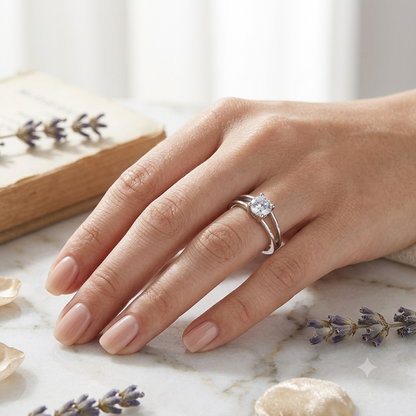 925 Sterling Silver CZ Bypass Ring for Women Size