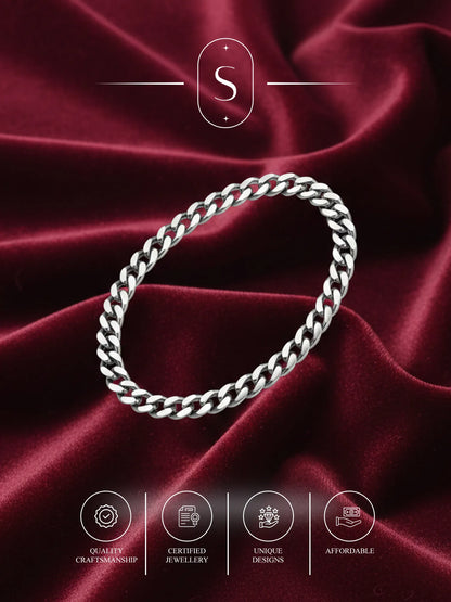 Sylvexia Men’s Silver Cuban Link Bracelet