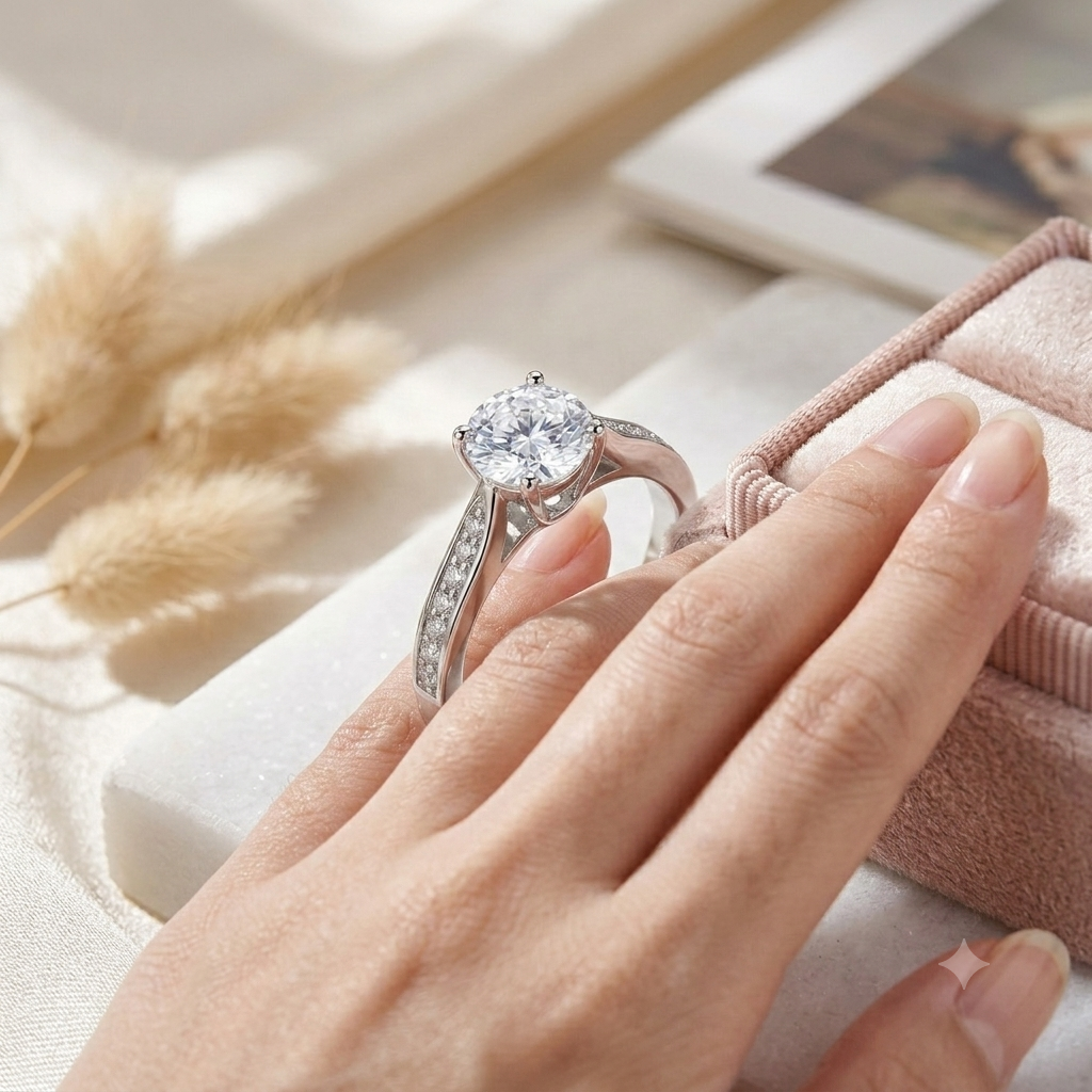 Sylvexia 925 Sterling Silver Solitaire CZ Ring for Women