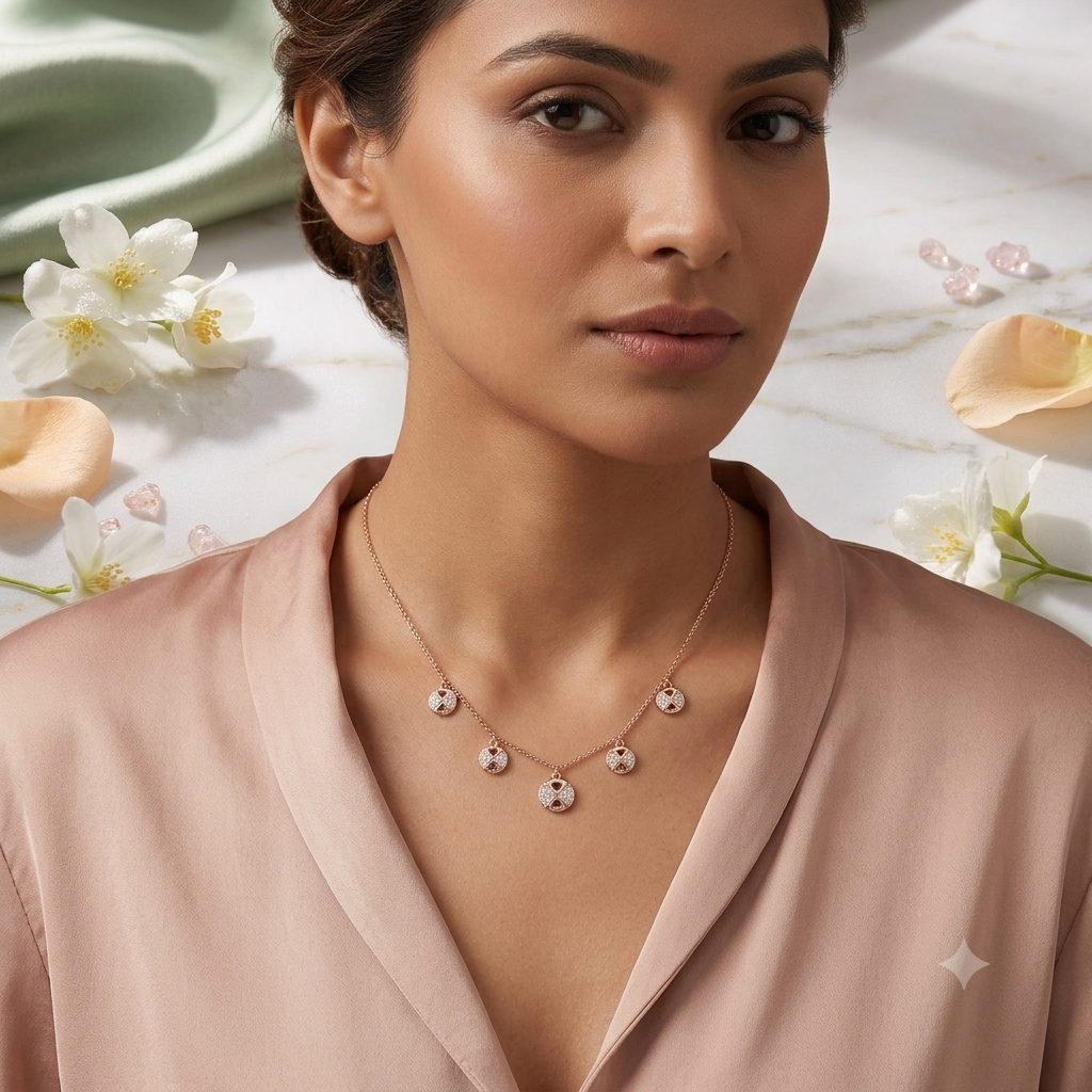 SYLVEXIA 925 Sterling Silver Rose Gold Clover Charm Necklace for Women