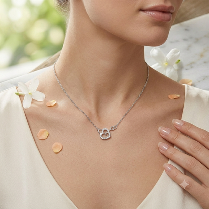 SYLVEXIA 925 Sterling Silver Heart Infinity CZ Necklace for Women