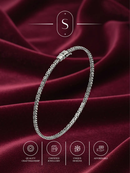 Sylvexia Men’s Silver Slim Cuban Chain Bracelet