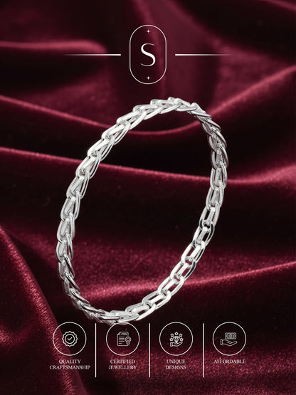 Sylvexia Men’s Silver Oval Link Chain Bracelet