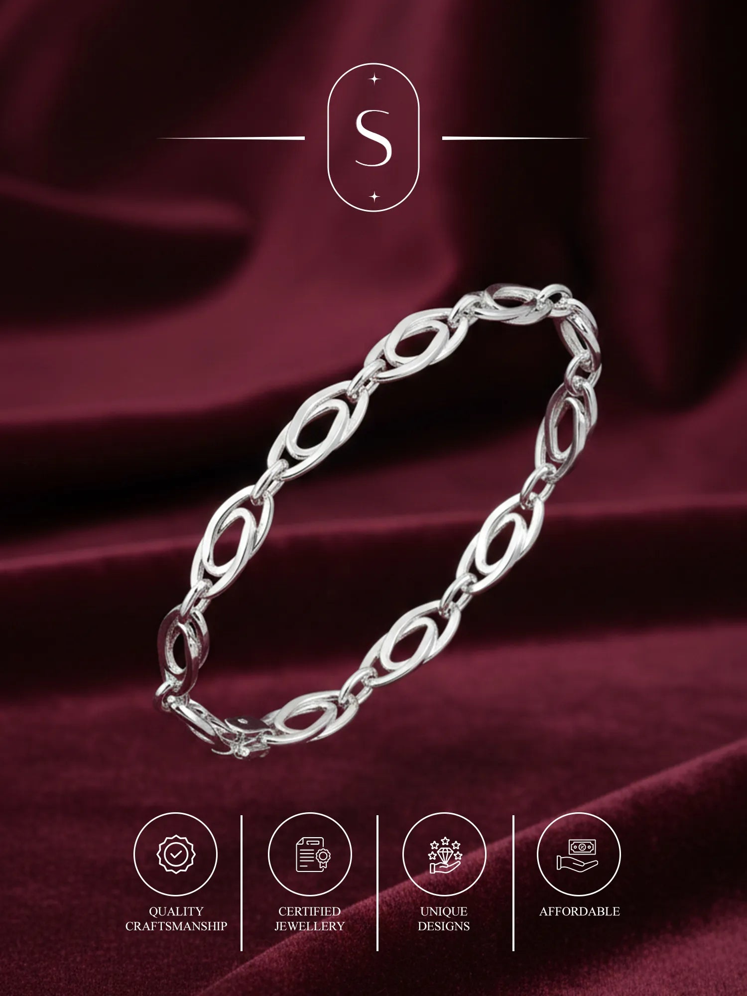 Sylvexia Men’s Silver Oval Link Bracelet Minimal & Stylish Design