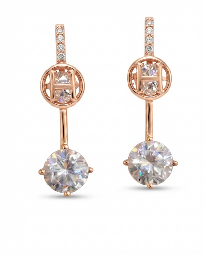 SYLVEXIA 925 Sterling Silver Rose Gold CZ Drop Earrings for Women