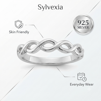 SYLVEXIA 925 Sterling Silver Infinity Twist Ring for Women Minimalist Silver Band