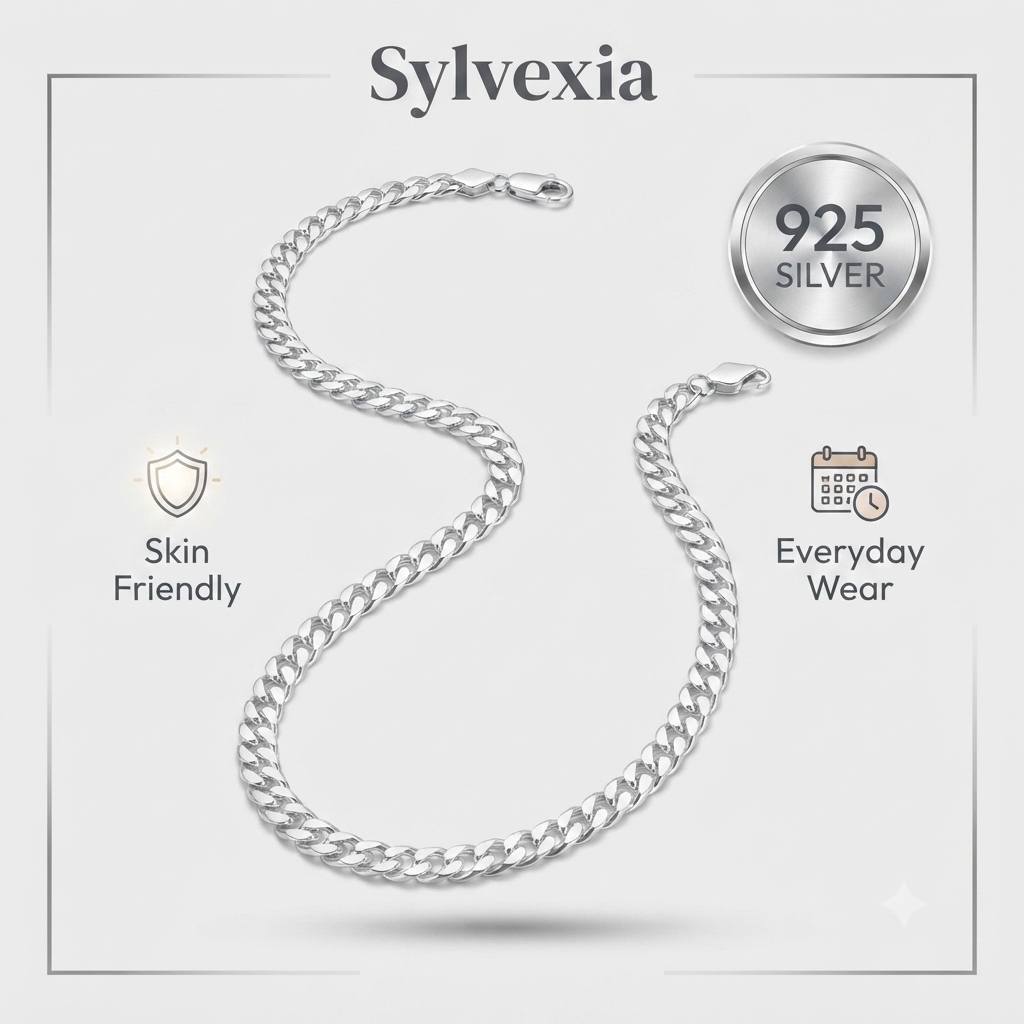 SYLVEXIA 925 Sterling Silver Cuban Link Chain Necklace for Kids | Boys & Girls