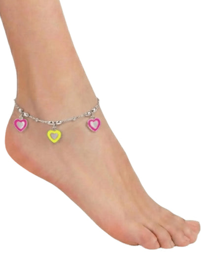 Sylevexia Silver Heart Charm Anklet Cute Women Jewelry