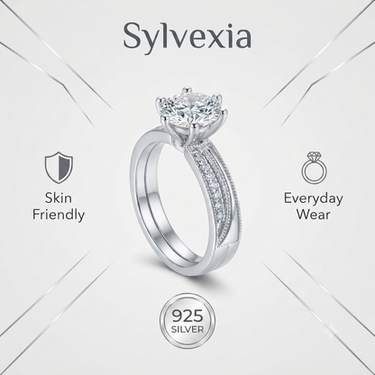 Sylvexia 925 Sterling Silver Solitaire Ring for Women