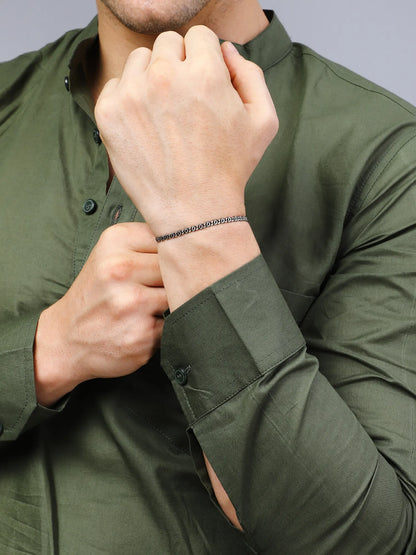 Sylvexia Men’s Silver Slim Cuban Chain Bracelet
