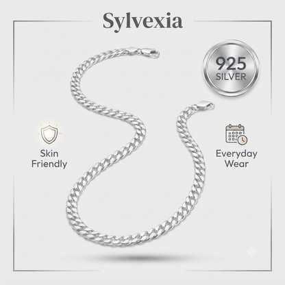 SYLVEXIA 925 Sterling Silver Curb Chain Necklace for Kids | Unisex Children's Chain