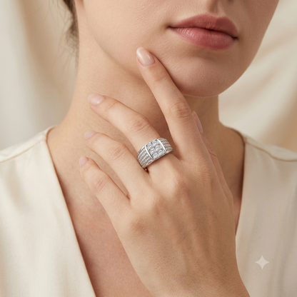 SYLVEXIA 925 Sterling Silver Cluster Ring for Women