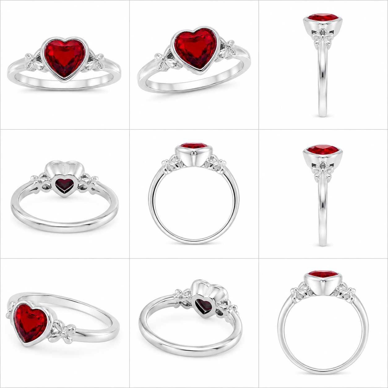 Sylvexia 925 Sterling Silver Red CZ Celtic Knot Ring for Women