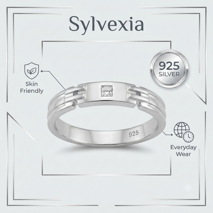 SYLVEXIA 925 Sterling Silver Minimalist Ring for Women & Girls