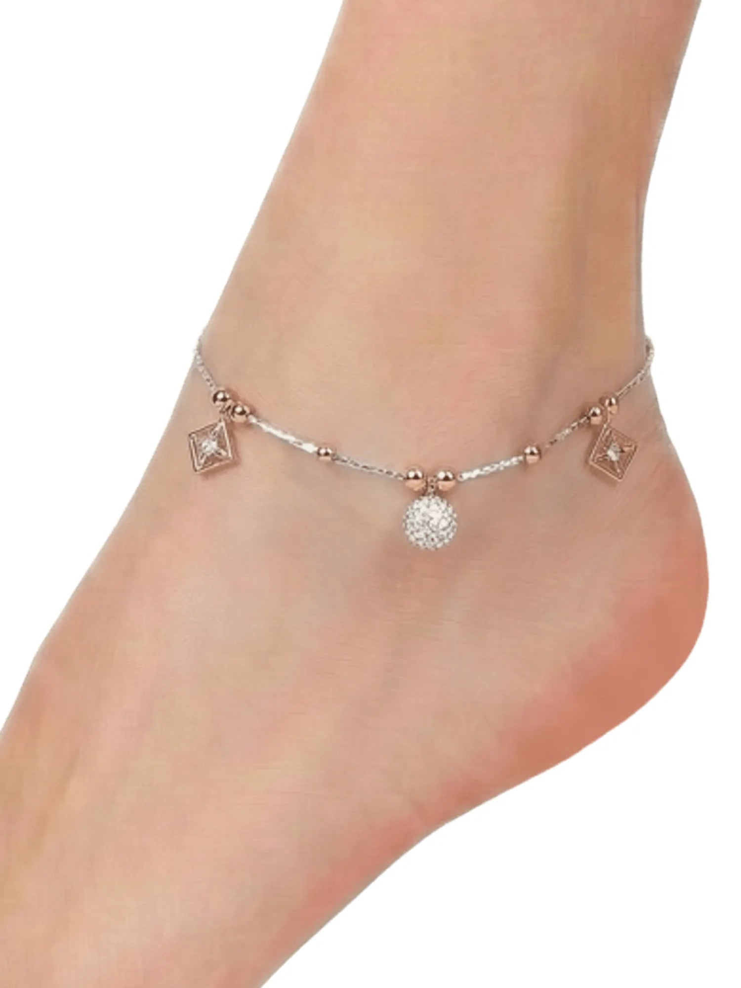 Sylvexia 925 Sterling Silver Charm Anklet