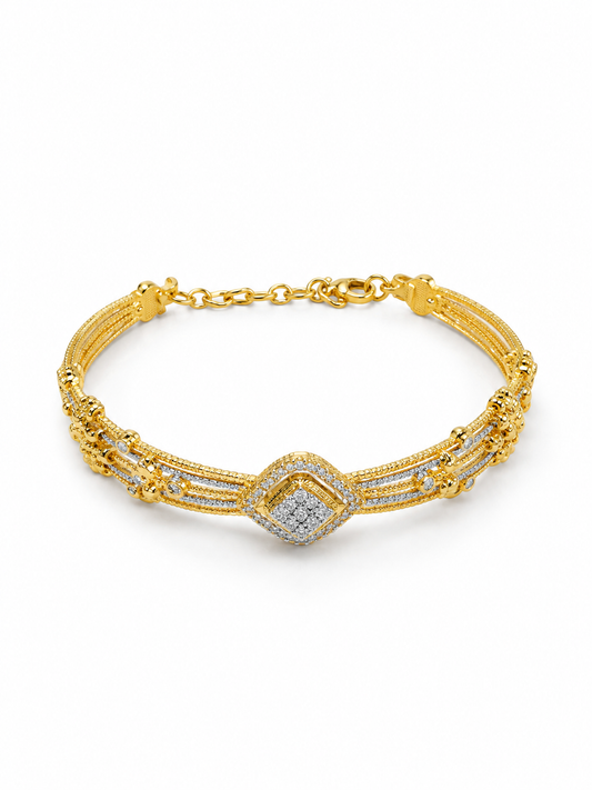 SYLVEXIA 925 Sterling Silver Gold Plated CZ Bracelet for Women
