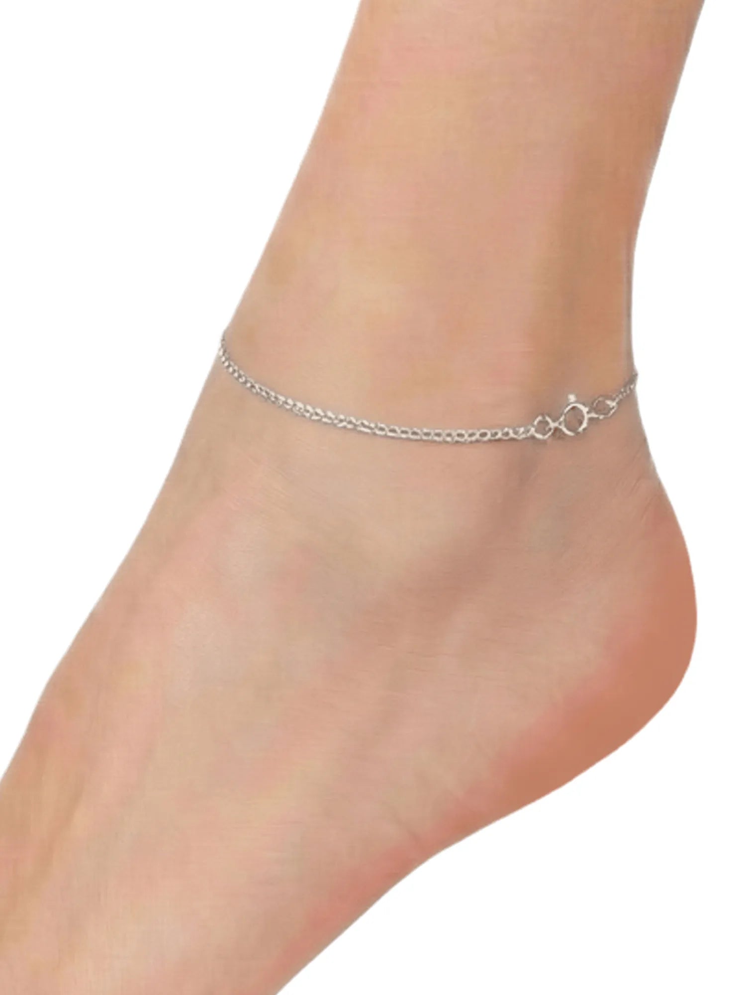 Sylvexia 925 Sterling Silver Flat Snake Chain Anklet for Women