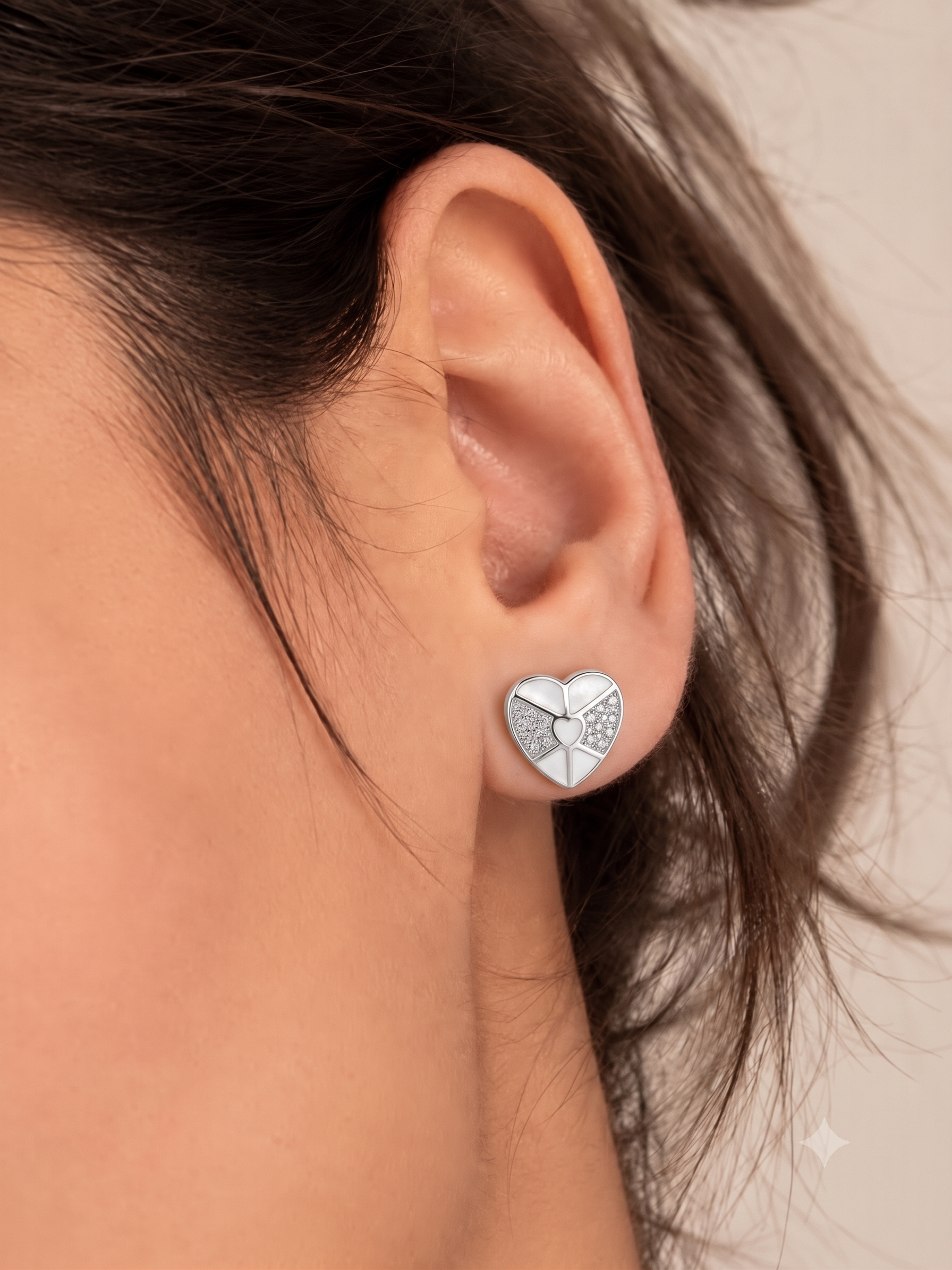 SYLVEXIA 925 Sterling Silver Black & White Geometric Stud Earrings for Women