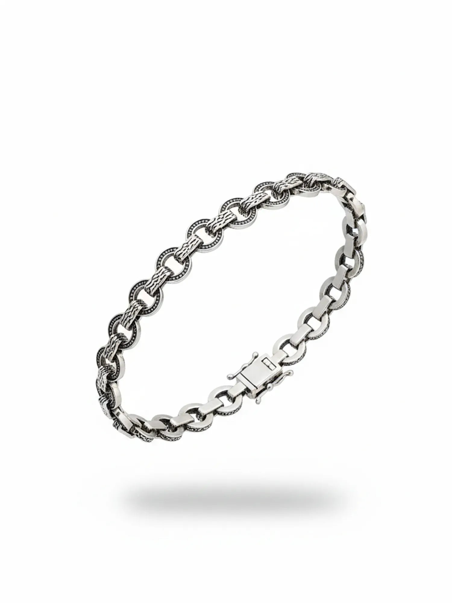 Sylevexia Silver Chain Link Bracelet for Men Stylish
