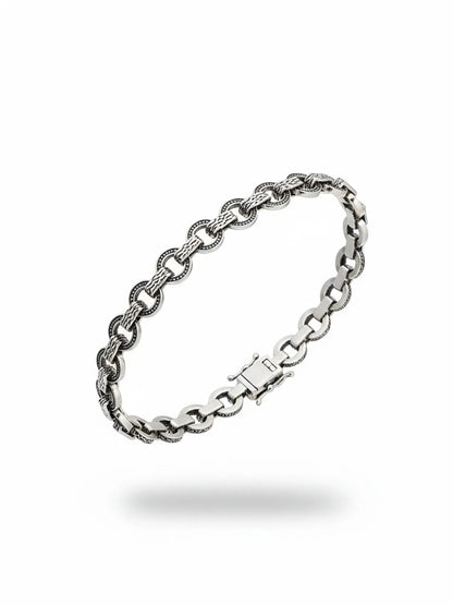 Sylevexia Silver Chain Link Bracelet for Men Stylish