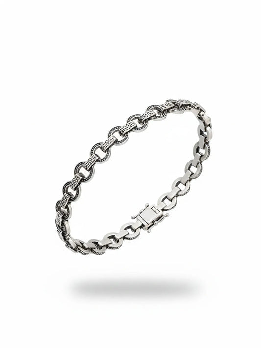 Sylevexia Silver Chain Link Bracelet for Men Stylish