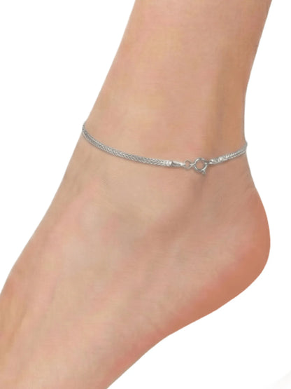 Sylvexia 925 Sterling Silver Minimal Chain Anklet for Women