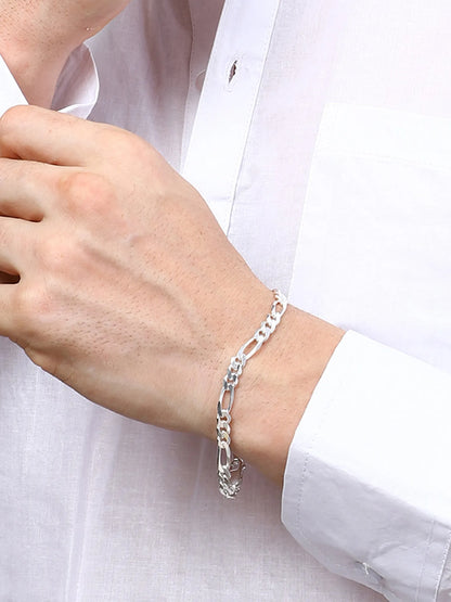 Sylvexia Men’s Silver Dual Link Chain Bracelet